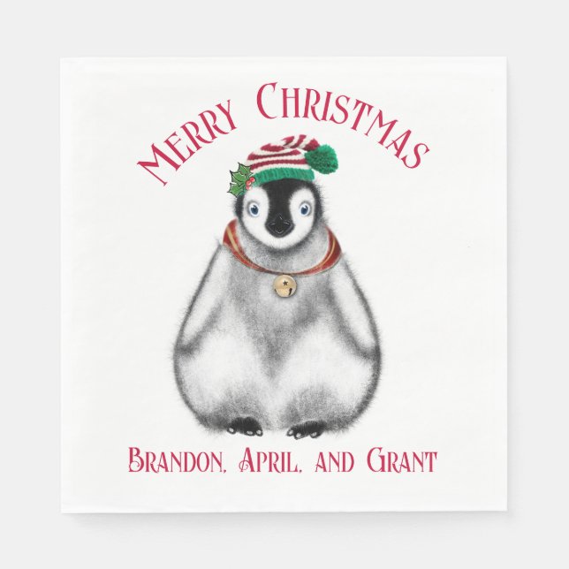Niedlicher Weihnachtspenguin , festliches arktisch Serviette (Vorderseite)