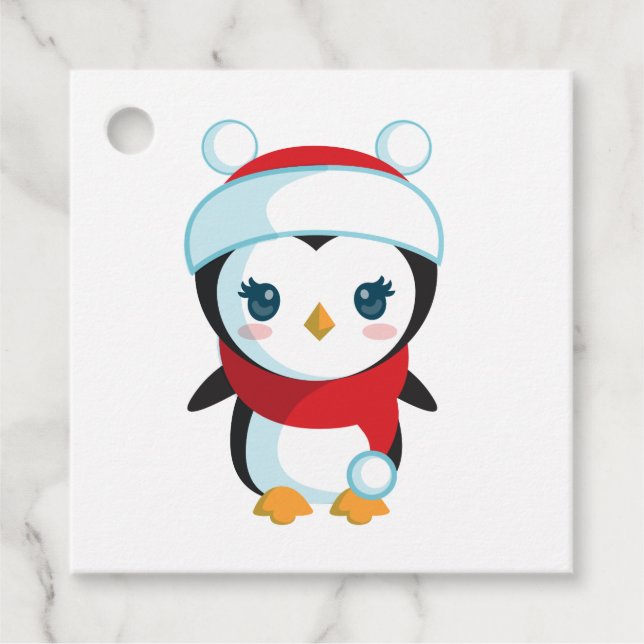 Niedlicher WeihnachtsPenguin Geschenkanhänger (Vorderseite)