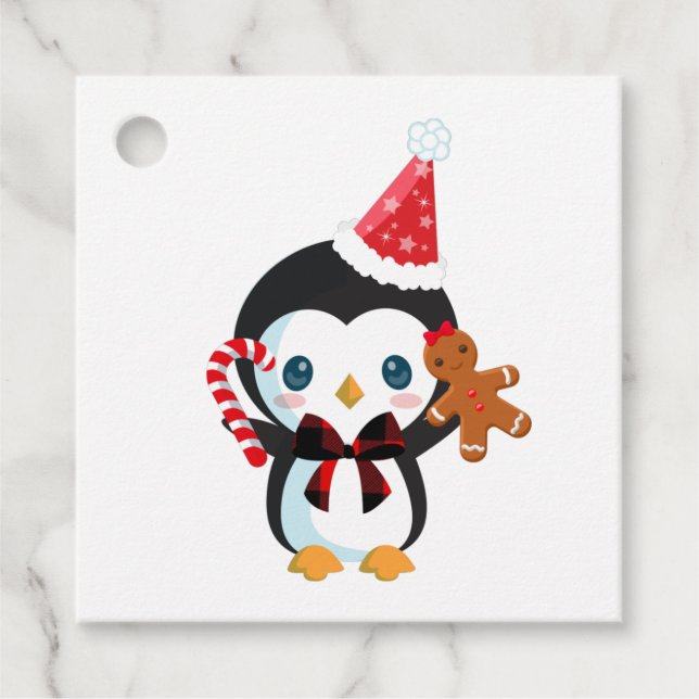Niedlicher WeihnachtsPenguin Geschenkanhänger (Vorderseite)