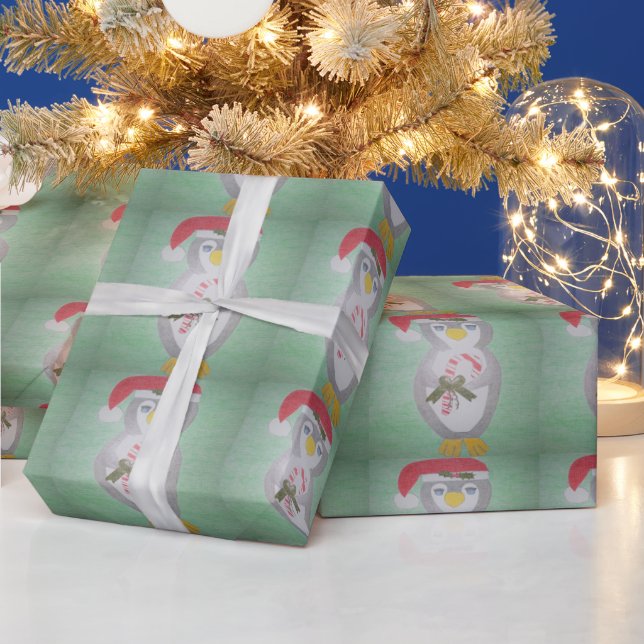 Niedlicher WeihnachtsPenguin Geschenkpapier (Feiertage)