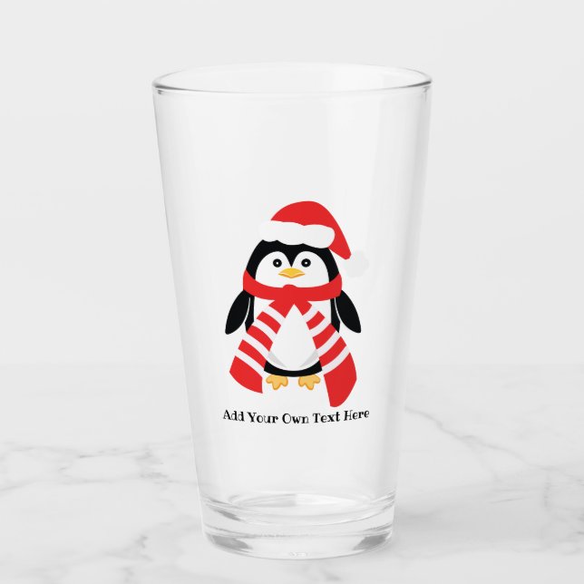 Niedlicher WeihnachtsPenguin Glas (Vorderseite)