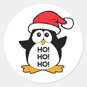 Niedlicher Weihnachtspenguin Ho Ho Ho Runder Aufkleber