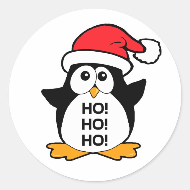 Niedlicher Weihnachtspenguin Ho Ho Ho Runder Aufkleber (Vorderseite)