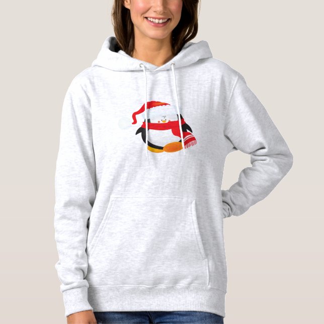 Niedlicher Weihnachtspenguin Hoodie (Vorderseite)