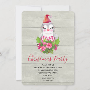 Niedlicher Weihnachtspenguin im Party der Weihnach Einladung