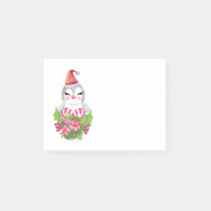 Niedlicher Weihnachtspenguin in Weihnachtsmannmüt Post-it Klebezettel