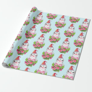 Niedlicher WeihnachtsPenguin in Weihnachtsmannmütz Geschenkpapier