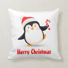 Niedlicher WeihnachtsPenguin mit Weihnachtsmannmüt Kissen