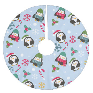 Niedlicher WeihnachtsPenguin Polyester Weihnachtsbaumdecke