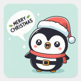 Niedlicher WeihnachtsPenguin Quadratischer Aufkleber
