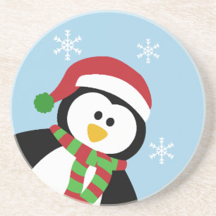 Niedlicher Weihnachtspenguin-Untersetzer Sandstein Untersetzer