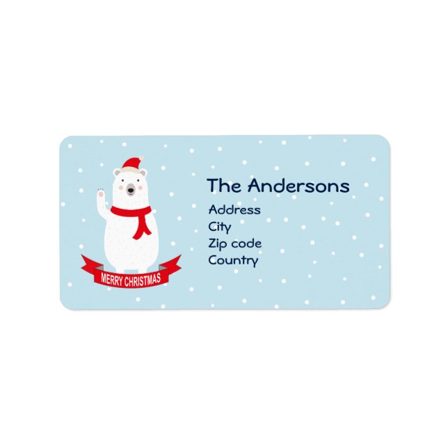 Niedlicher Weihnachtspolar Adressaufkleber (Vorne)