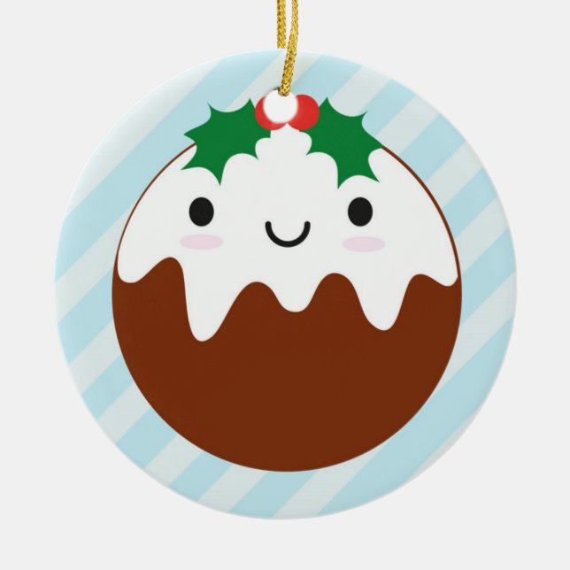 Niedlicher Weihnachtspudding Keramikornament (Vorne)