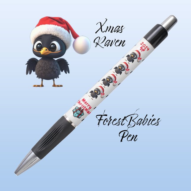 Niedlicher Weihnachtsraven, festliche Grafik, weiß Kugelschreiber (Von Creator hochgeladen)