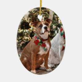 Niedlicher Weihnachtsrettungswagen und America Bul Keramik Ornament