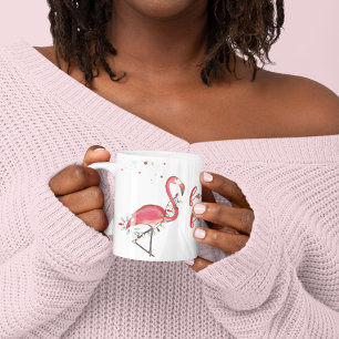 Niedlicher Weihnachtsrosa Flamingo Custom Kaffeetasse