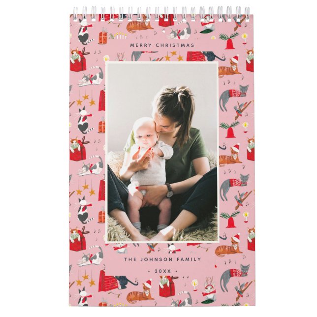 Niedlicher Weihnachtsrosa Kätzchen Kätzchen Lover  Kalender (Titelbild)