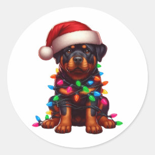 Niedlicher Weihnachtsrottweiler Runder Aufkleber