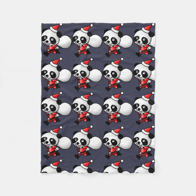 Niedlicher Weihnachtssankt-Panda Fleecedecke (Vorderseite)