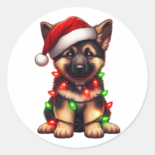 Niedlicher Weihnachtsschäfer Runder Aufkleber (Vorderseite)