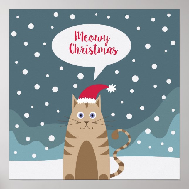 Niedlicher Weihnachtsschnee für Haustiere Poster (Vorne)