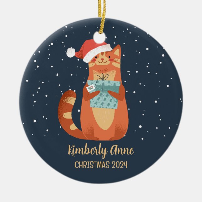 Niedlicher Weihnachtsschnee im Winter Keramik Ornament (Vorne)