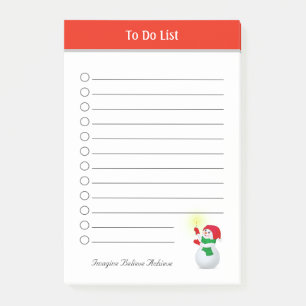 Niedlicher Weihnachtsschneemann auf Postnotizen Post-it Klebezettel