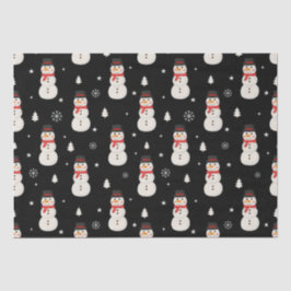 Niedlicher Weihnachtsschneemann Black Seidenpapier