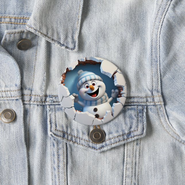 Niedlicher Weihnachtsschneemann durch die Mauer il Button (Beispiel)