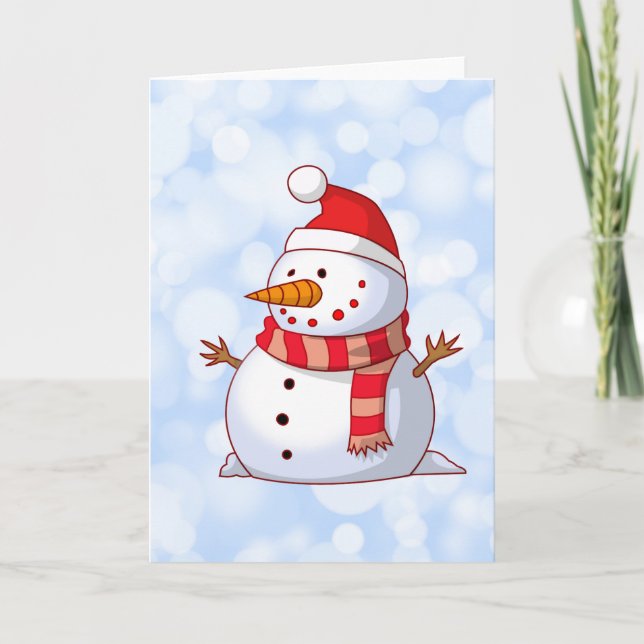Niedlicher Weihnachtsschneemann Feiertagskarte (Vorderseite)