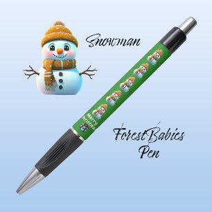 Niedlicher Weihnachtsschneemann, festliche Grafik, Kugelschreiber