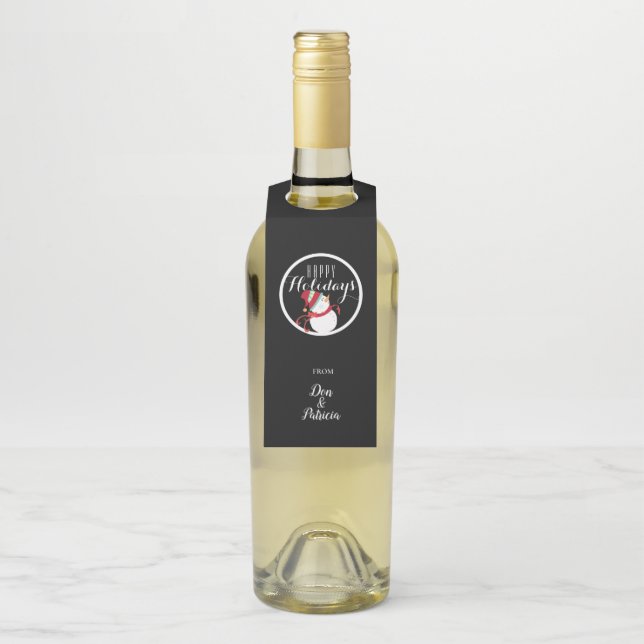 Niedlicher Weihnachtsschneemann Flaschenanhänger (Auf Flasche)