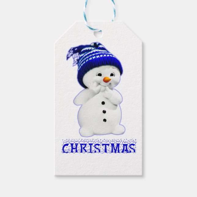 Niedlicher Weihnachtsschneemann Geschenkanhänger (Vorderseite)