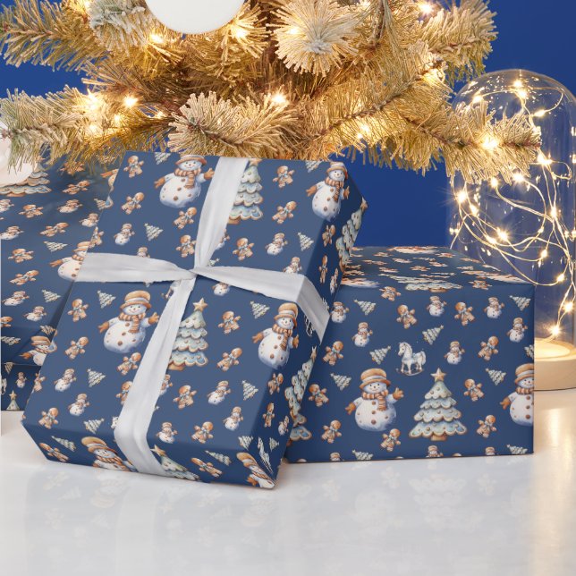 Niedlicher Weihnachtsschneemann Geschenkpapier (Feiertage)