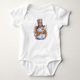 Niedlicher Weihnachtsschneemann in Mandala Hat Wat Baby Strampler