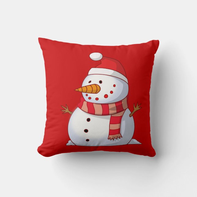 Niedlicher Weihnachtsschneemann Kissen (Vorderseite)