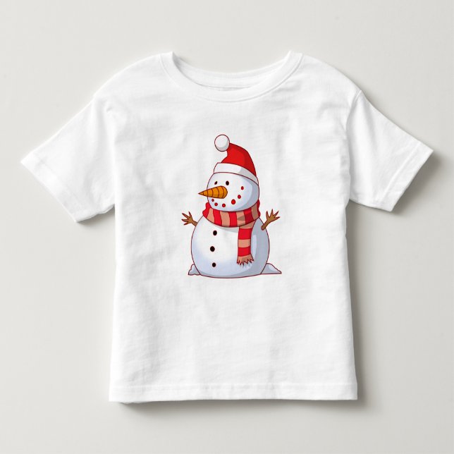 Niedlicher Weihnachtsschneemann Kleinkind T-shirt (Vorderseite)