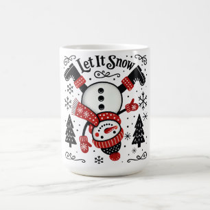 Niedlicher Weihnachtsschneemann lässt es schneien Kaffeetasse