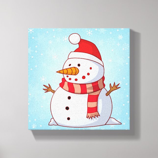 Niedlicher Weihnachtsschneemann Leinwanddruck (Vorderseite)