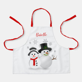 Niedlicher Weihnachtsschneemann Personalisiert Schürze