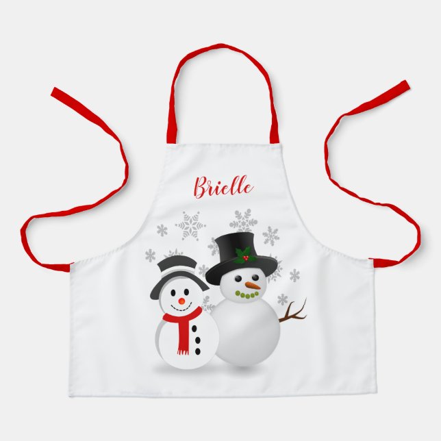 Niedlicher Weihnachtsschneemann Personalisiert Schürze (Vorderseite)