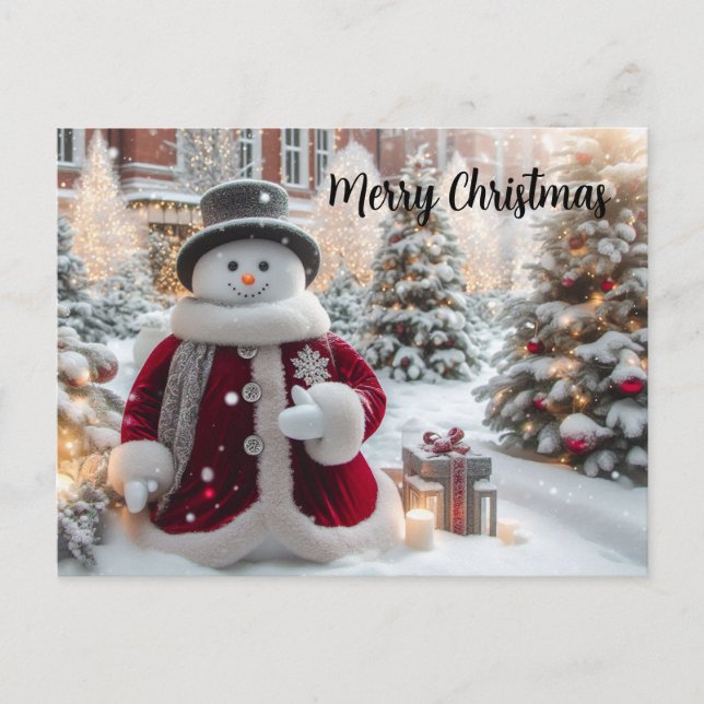 Niedlicher Weihnachtsschneemann Postkarte (Vorderseite)
