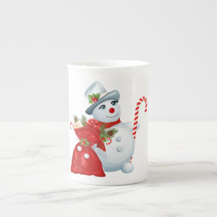 Niedlicher Weihnachtsschneemann Prozellantasse