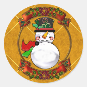 Niedlicher Weihnachtsschneemann Runder Aufkleber
