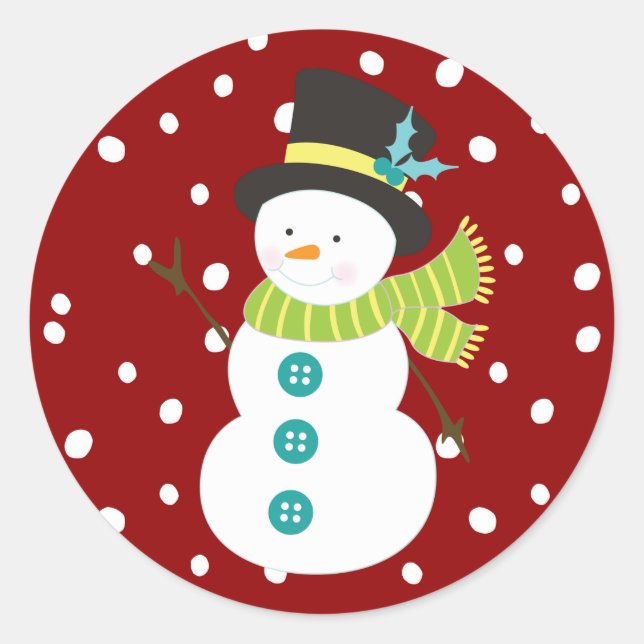 Niedlicher Weihnachtsschneemann Schneeschuhe Weihn Runder Aufkleber (Vorderseite)