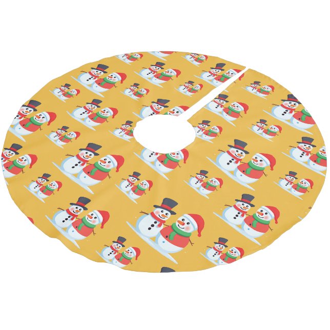 Niedlicher Weihnachtsschneemann Weihnachtsbaum Mus Polyester Weihnachtsbaumdecke (Schrägansicht)