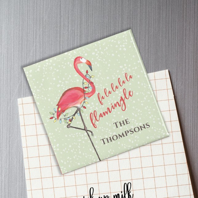 Niedlicher Weihnachtsstrand Flamingo Custom Magnet (Christmas cute pink flamingo customized magnet. )