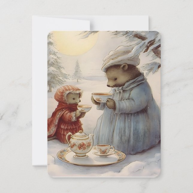 niedlicher Weihnachtstee Vintag Feiertagskarte (Vorderseite)