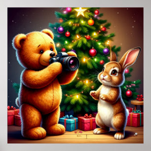 Niedlicher Weihnachtstier-Dekor für ein gemütliche Poster