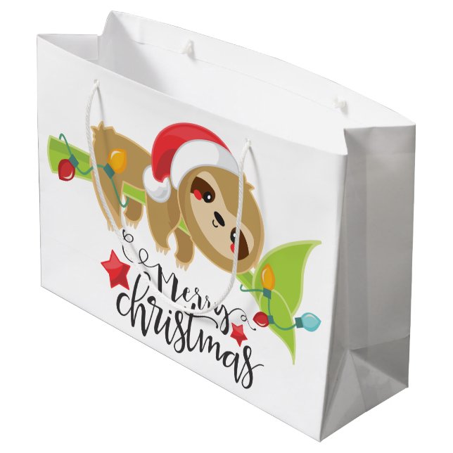 Niedlicher Weihnachtsurlaub Kawaii Große Geschenktüte (Rückseite Schrägansicht)